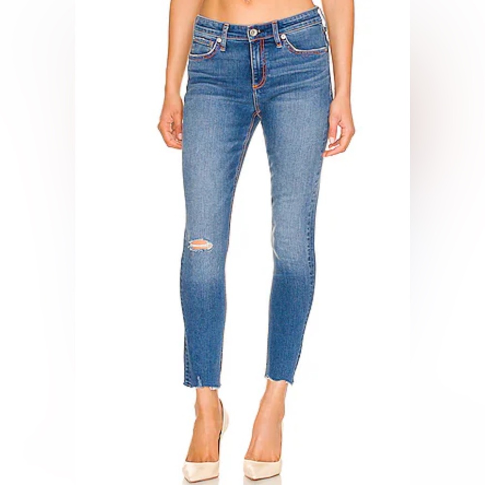 Rag & Bone Cate Mid Rise Ankle Skinny Jeans in Mick With Holes Women’s Size 27